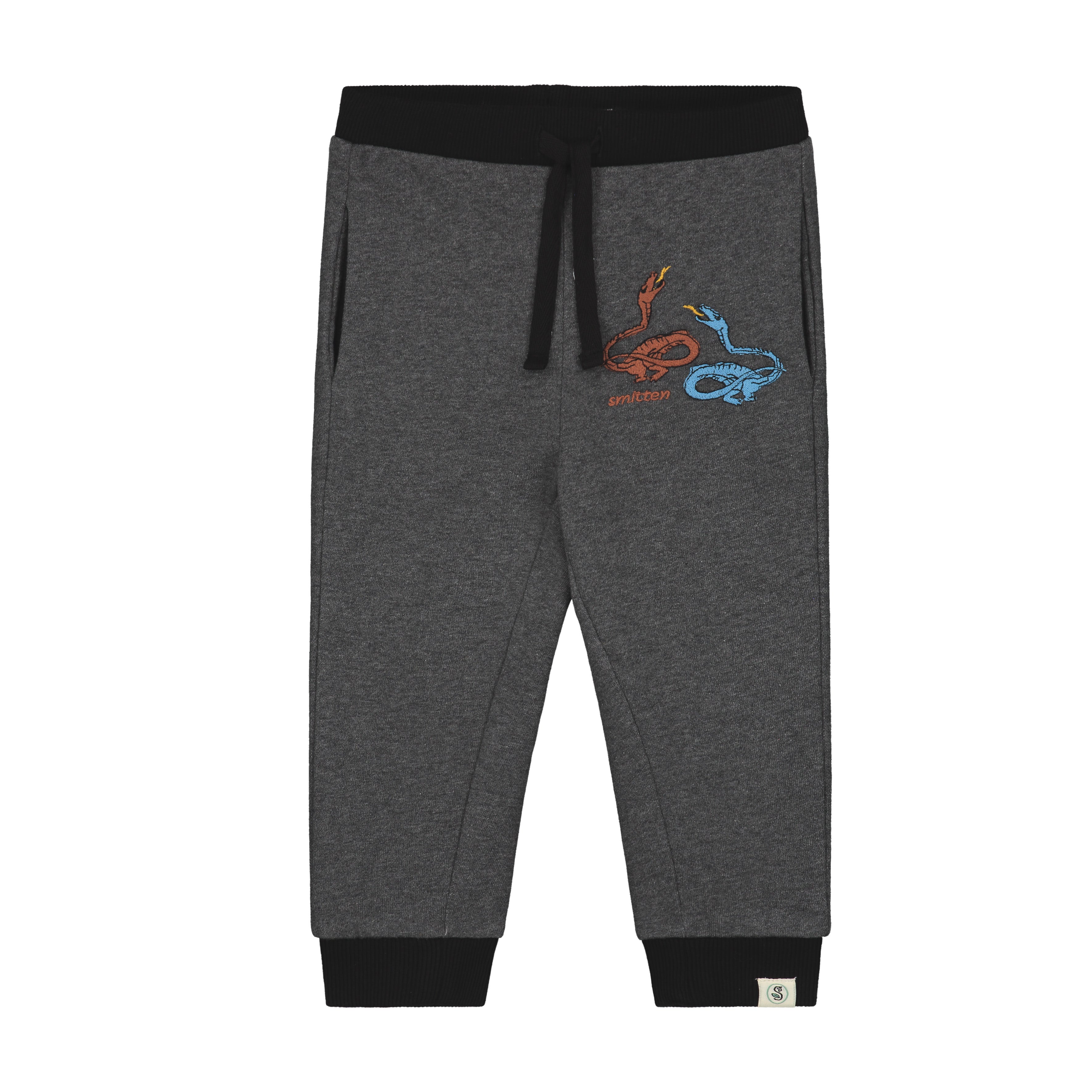 Dragon Long Loong Embroidery Pile Lined Fleece Sweatpants for Kids